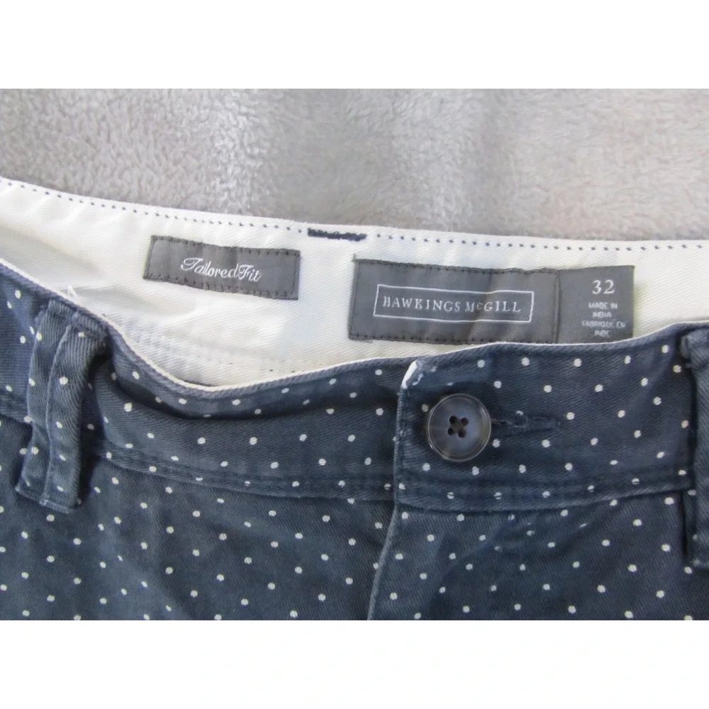 Hawkings McGill Mens Navy Polka Dot Tailored‎ Fit Raw Hem Shorts Size 32